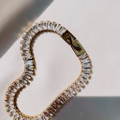 Gold Emerald Cut Cubic Zirconia Bracelet