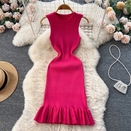 Solid color flare dress