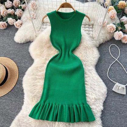 Solid color flare dress