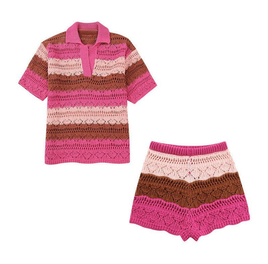 Pink Knitted Two Piece