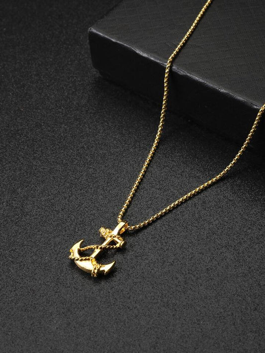 Unisex Gold Anchor Necklace