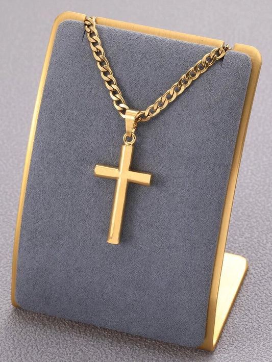 Unisex Thick Gold Crucifix Necklace