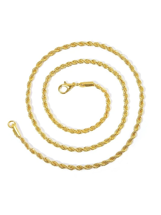 Unisex Gold Twisted Rope Necklace