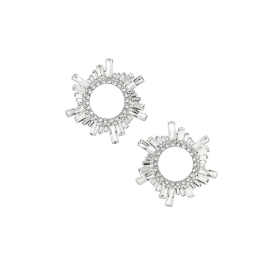White Silver Sunflower Earrings