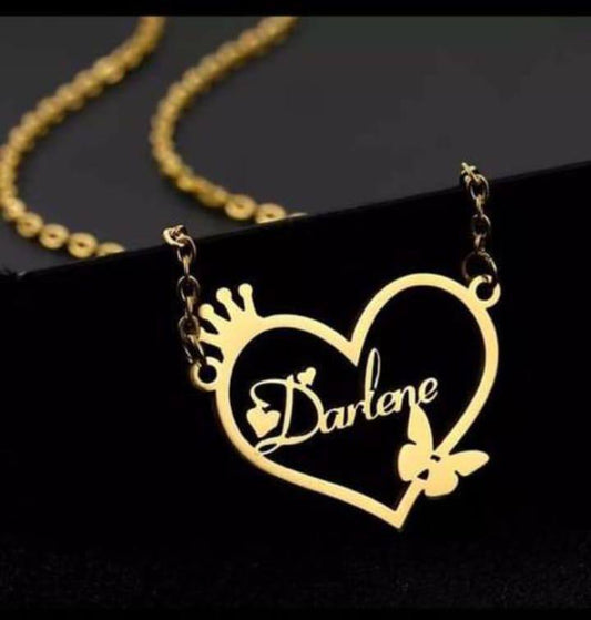 Stainless Steel Heart Shaped Gold Customizable Necklace