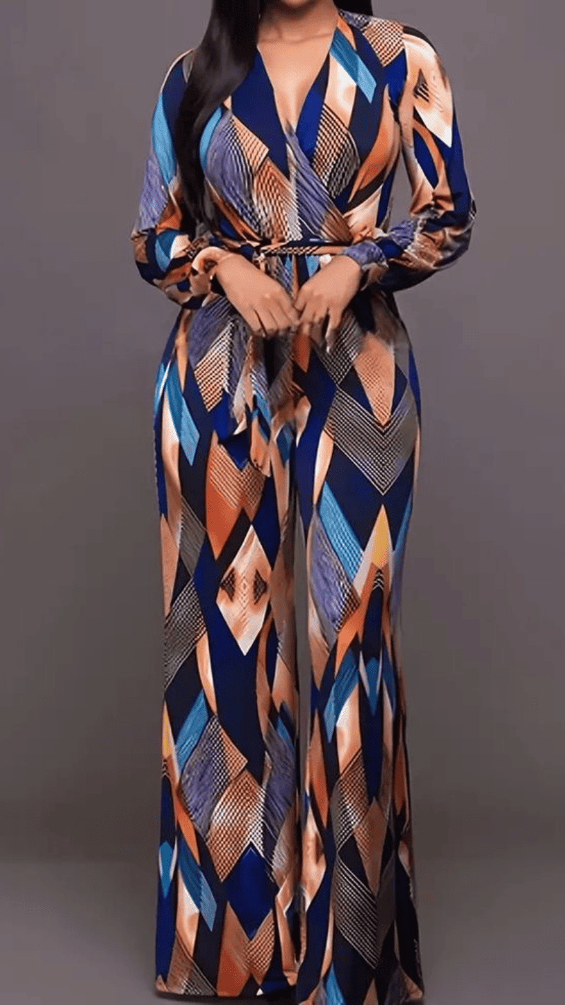 V-neck Long Sleeve Jumpsuit