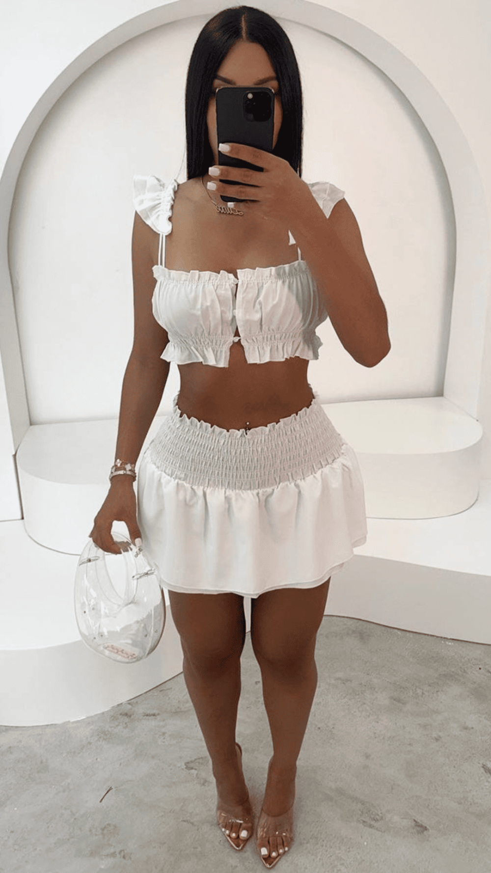 Ruched Ruffle Two Piece